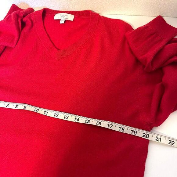 Turnbury 100% Extra Fine Merino Wool V-Neck Red Sweater Size Large - Picture 7 of 7